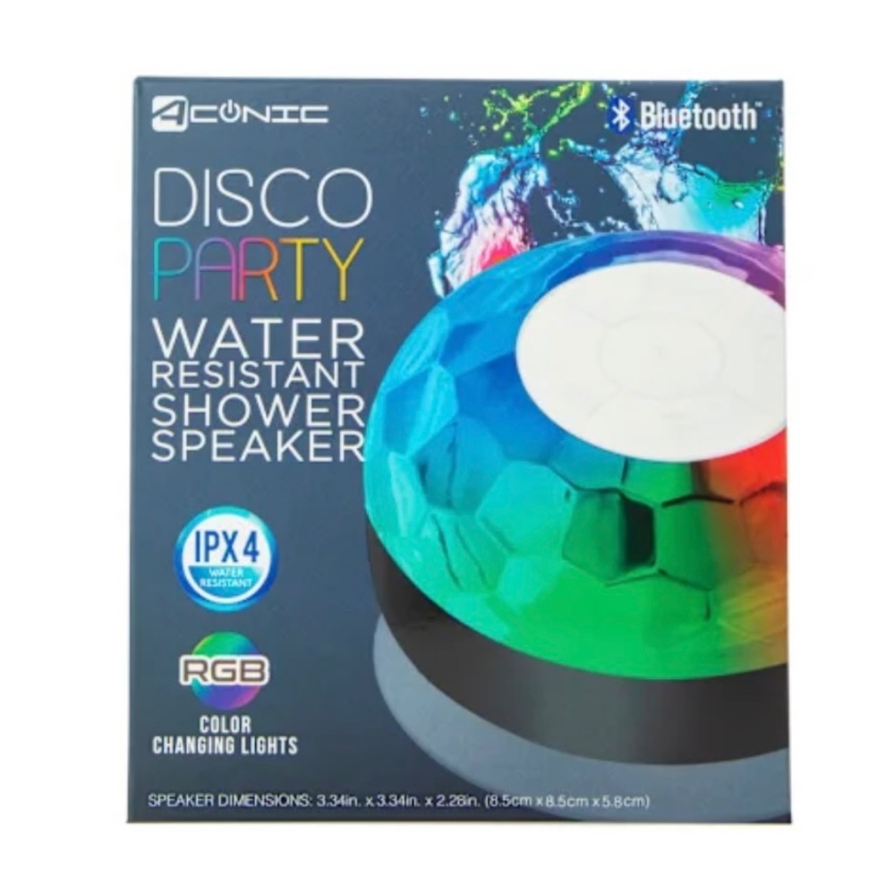NEW LED Light-Up Bluetooth Disco Party Shower Speaker With Mic